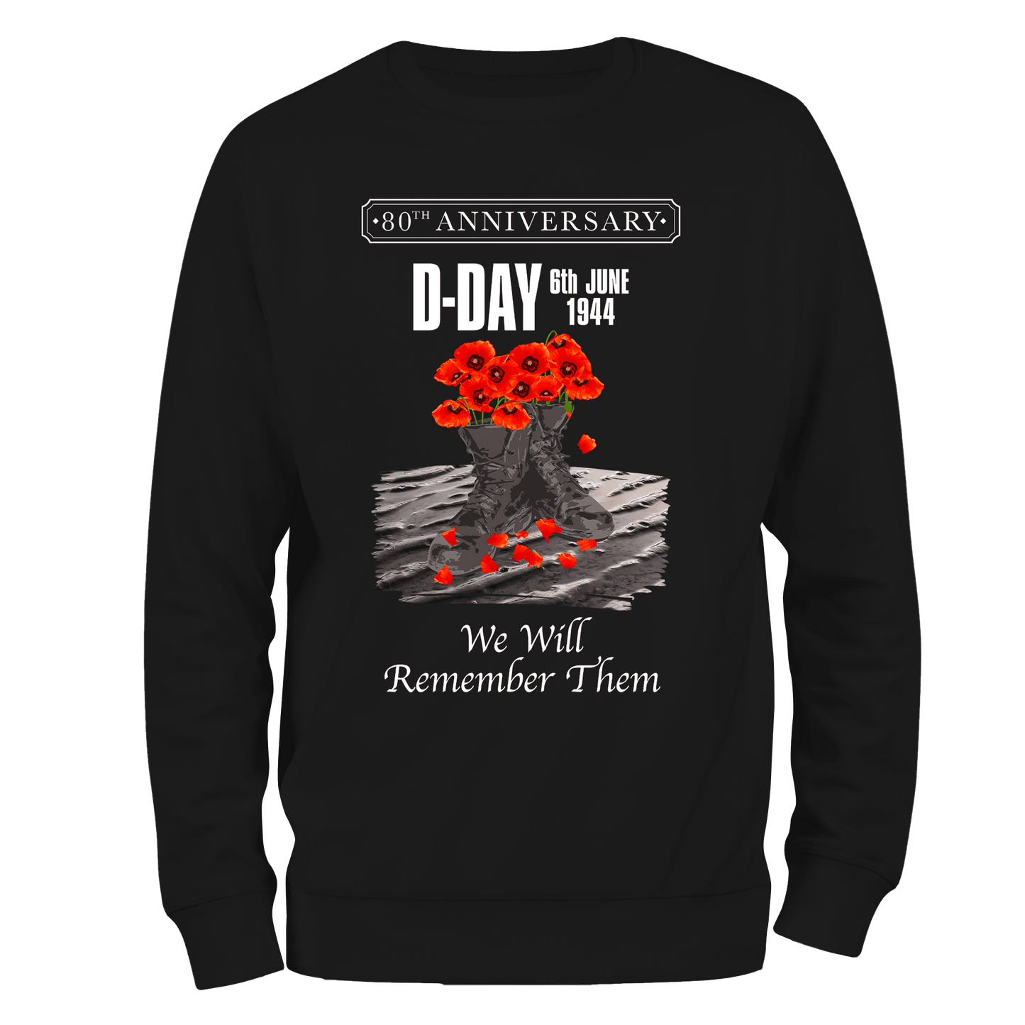 D Day Sweatshirt Poppy Boots 80