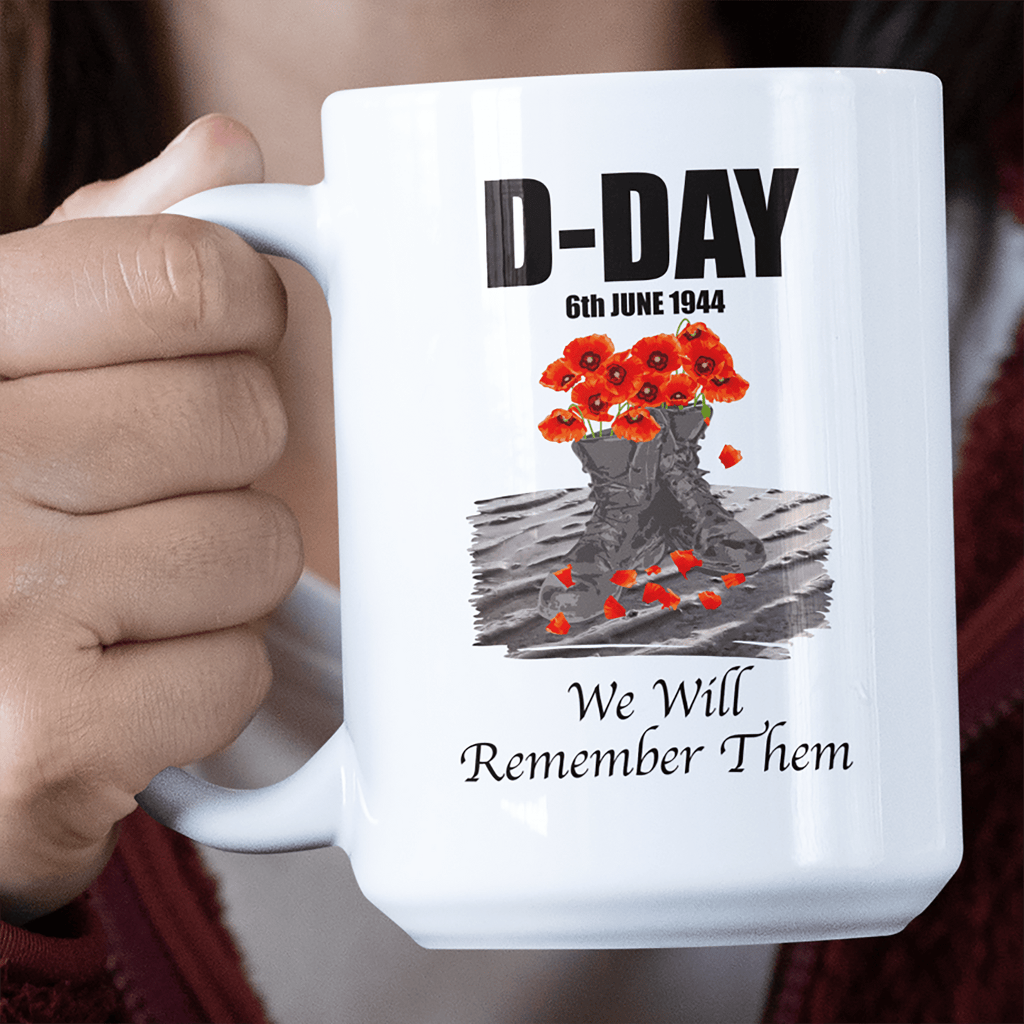 Remembrance Day Mug D Day Poppy Boots Jumbo Mug