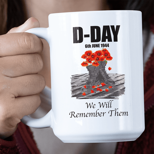 Remembrance Day Mug D Day Poppy Boots Jumbo Mug