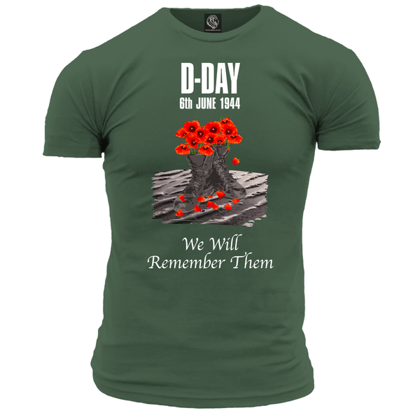 D Day Poppy Boots T Shirt