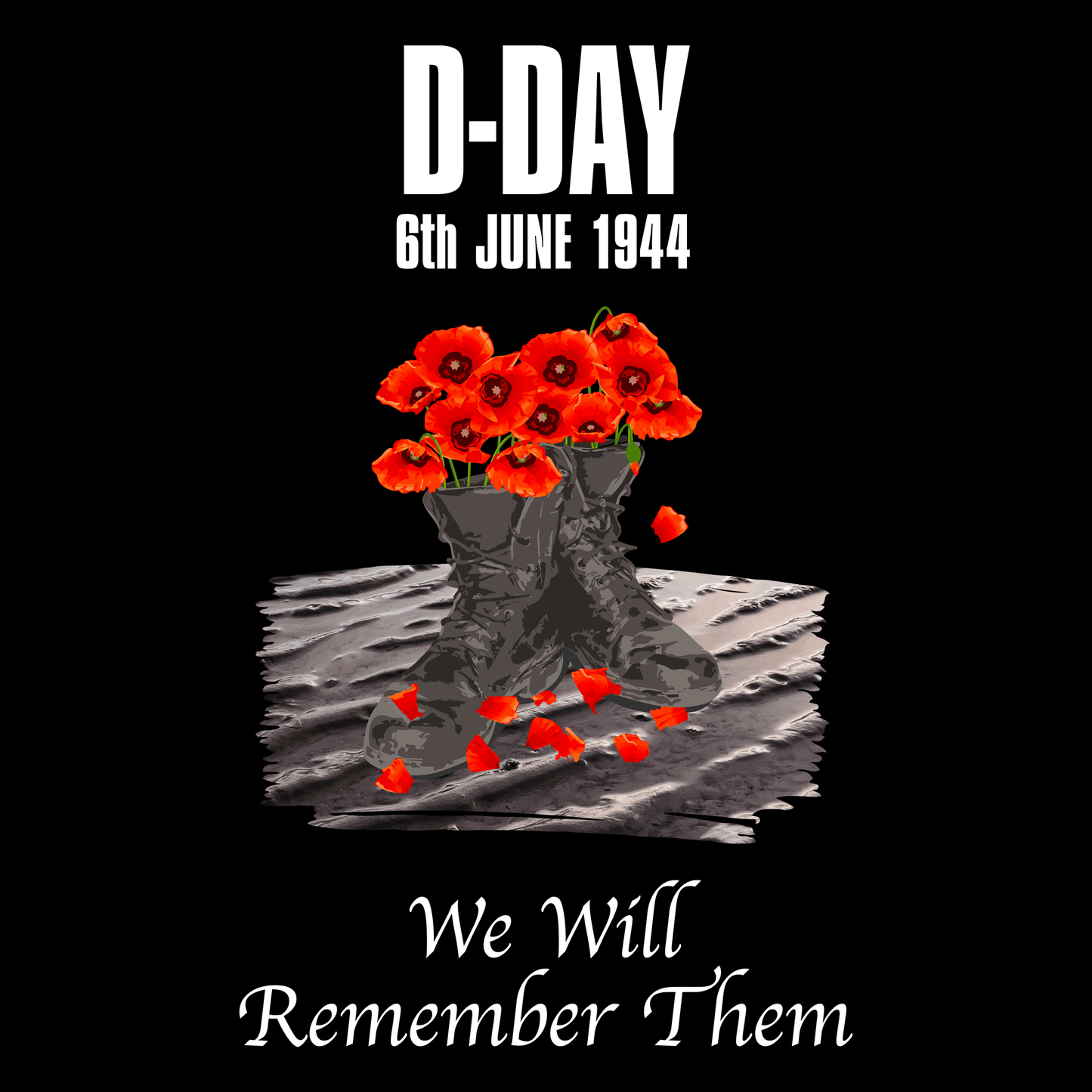 D Day Poppy Boots T Shirt