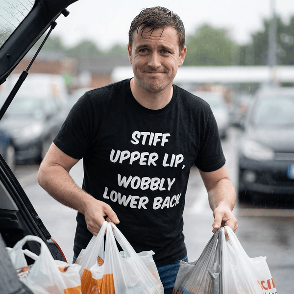 Stiff Upper Lip Funny T Shirt by Lion Legion 