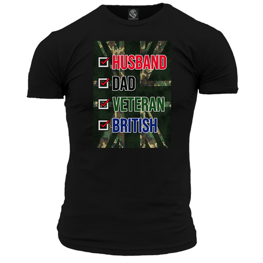 Husband, Dad, Veteran, British T Shirt