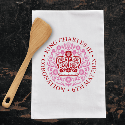 King's Coronation Cotton Tea Towel (Red)