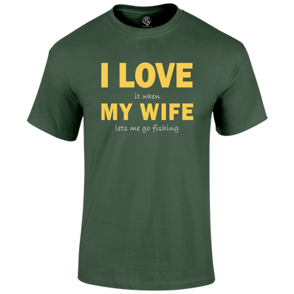 Funny Fishing T Shirt Love My Wife