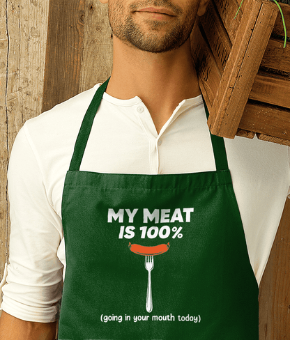 Funny Apron My Meat Is 100 Premier Cotton