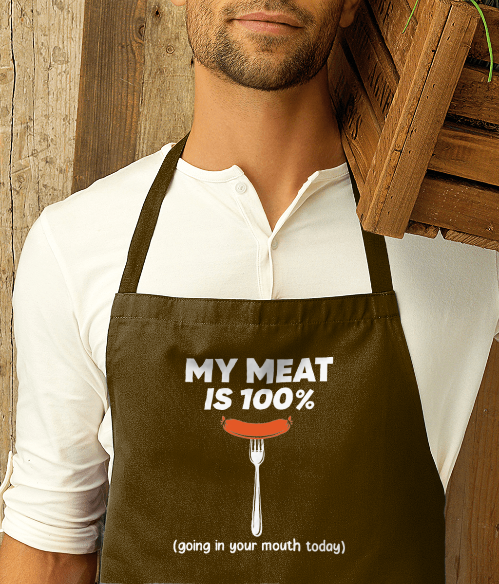 Funny Apron My Meat Is 100 Premier Cotton