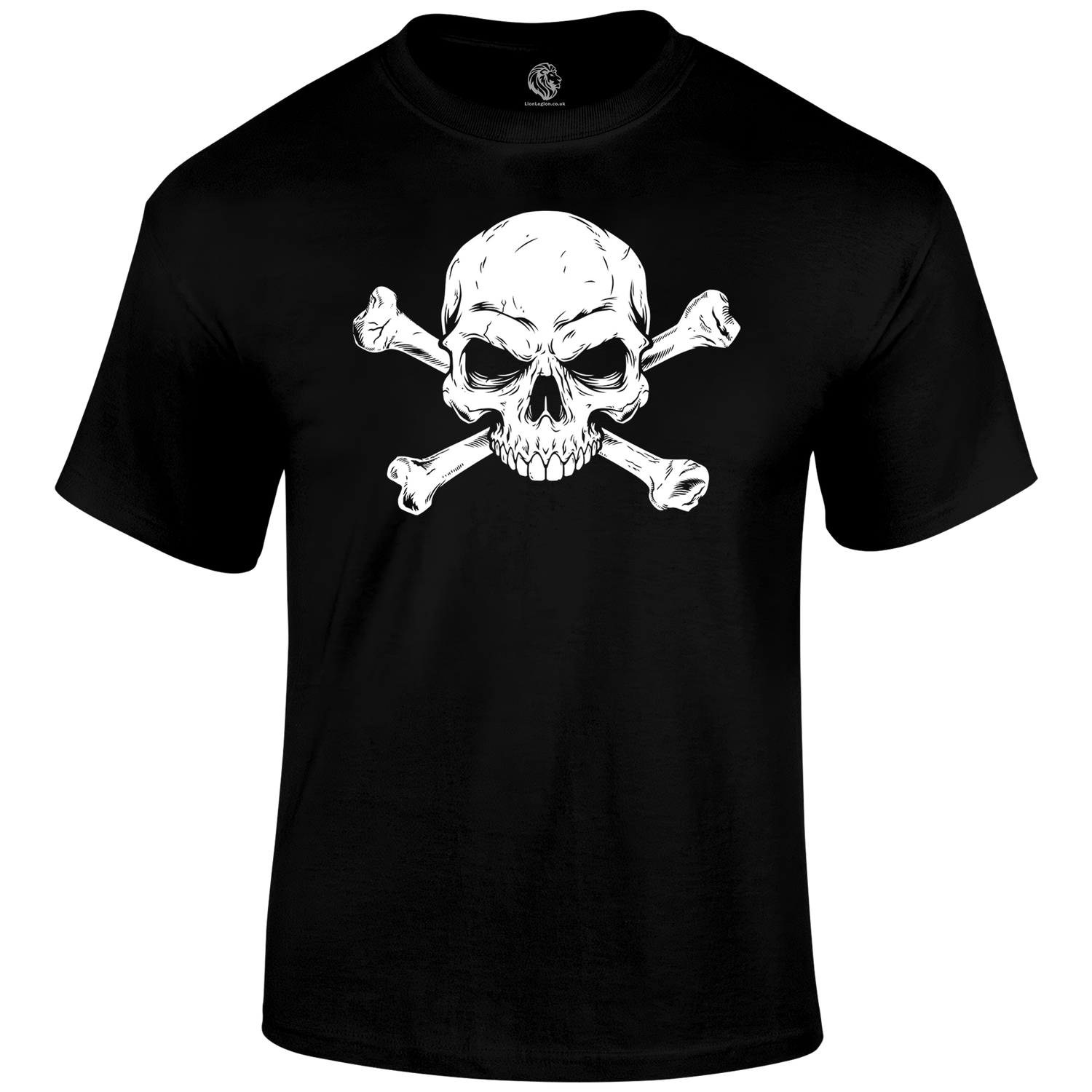 T-shirt Gotica Da Uomo _ Girocollo Nero Stampa Teschio Bianco - Foto 10