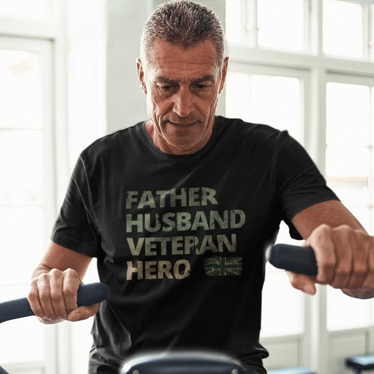 Black / Small Father, Husband, Veteran, Hero T Shirt