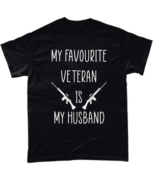 Black / Small My Favorite Veteran Is My Husband T Shirt