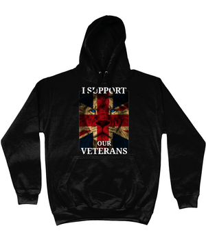 Jet Black / X-Small I Support Our Veterans Unisex Hoodie