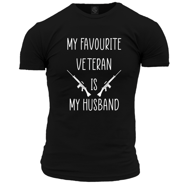 Black / Small My Favorite Veteran Is My Husband T Shirt