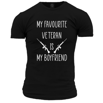 Black / Small My Favourite Veteran Is My Boyfriend T Shirt