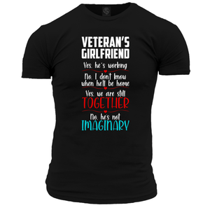 Black / Small Veterans Girlfriend Yes He's Working T Shirt
