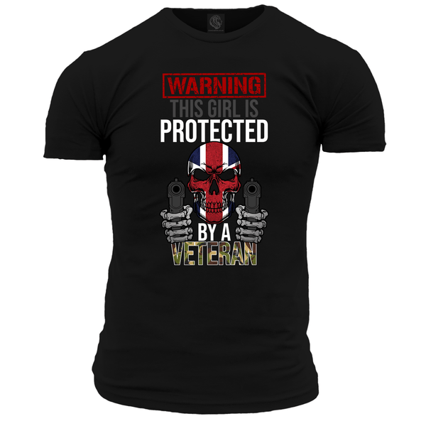 Black / Small Warning This Girl Is Protected T Shirt